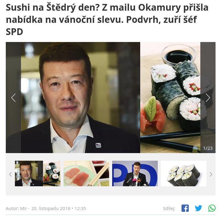 Okamura Posílá mail